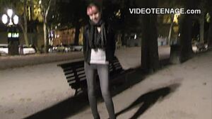 skinny teen nails her porn casting with dildo and nylon 😈