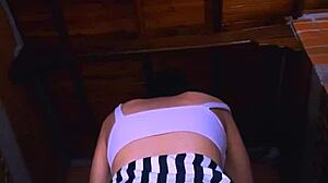 slender student pleases lover in apartment