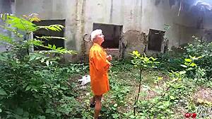 Sexy Prisoner Deepthroats Big Cock And Gets Anal Fucked Outdoors In Abandoned Area, Ending With Facial Cumshot