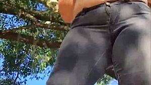 Naughty Slut Outside In Cute Panty Teases With Curvy Tits