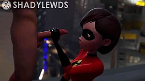 Helen Parr gives rooftop handjob!