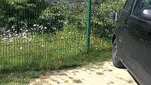 Teen whore Lilly Lil gets fucked on the roadside in this homemade german video