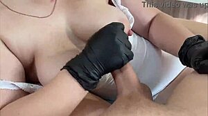 cum on stepmom's small tits in pov handjob