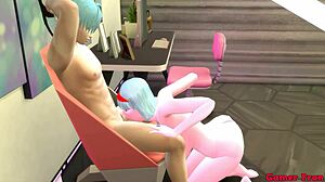 Bulma, the stepmom and wife, catches her stepson watching porn. She teaches him real sex lessons in Dragon Ball parody.