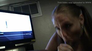 girl teasing with sucking actions in playful scenario