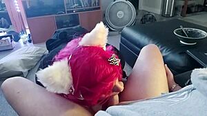 Teen neighbor deepthroats throatpie