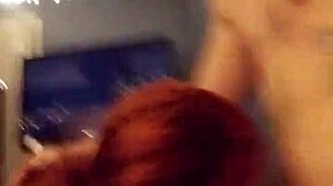 Oh My God, Watch This Redhead Girlfriend Deepthroat Her Friend's Huge Cock!