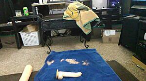 shemale jessica raven rides huge dildo in transsexual scene