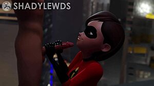 Helen Parr gives rooftop handjob!