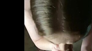 Busty babe gives blowjob while showing tits and ass!