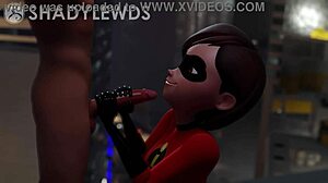 Helen Parr gives rooftop handjob!