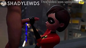 Helen Parr gives rooftop handjob!