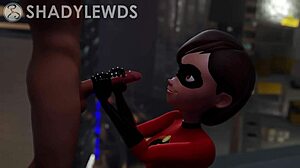 Helen Parr gives rooftop handjob!