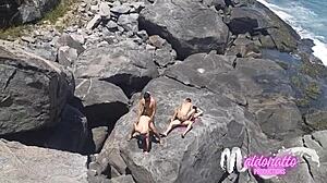 Amateurs Engage In Passionate Gay Sex On Rio's Public Beach.