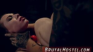 female bondage slave worships feet in extreme bdsm session with aidra fox.