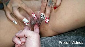 Brazilian tattoed petite pornstar caroline moraes masturbating herself during job interview