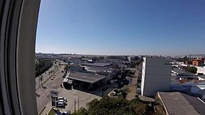 I see Sarada naked in the hotel window facing the airport