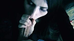 The Guy Made a Beautiful Brunette Do a Blowjob and Cum on Her Face