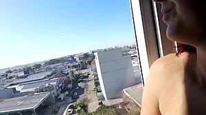 I see Sarada naked in the hotel window facing the airport