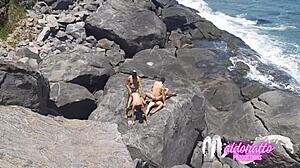 Amateurs Engage In Passionate Gay Sex On Rio's Public Beach.