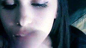 The Guy Made a Beautiful Brunette Do a Blowjob and Cum on Her Face