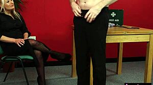 Babe Provides Head And Reach Around In Femdom Session.