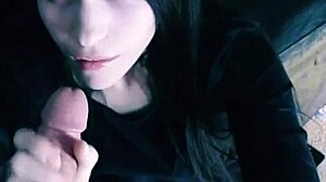 The Guy Made a Beautiful Brunette Do a Blowjob and Cum on Her Face