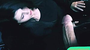 The Guy Made a Beautiful Brunette Do a Blowjob and Cum on Her Face