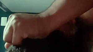 Kneeling gay guy sucks and waits for cum