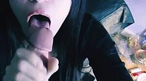 The Guy Made a Beautiful Brunette Do a Blowjob and Cum on Her Face
