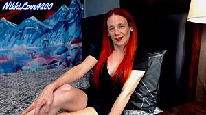 Erotic Reading with Petite Redhead in Dress and Heels