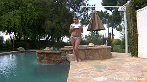 Natasha Nice Enjoys Outdoor Pool Time