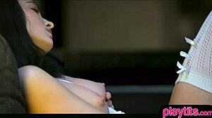 I'm a petite brunette teen pleasuring my pussy solo at home