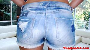 Latina babe jerks cock and deepthroats in neighbors' 69 position