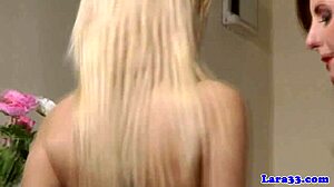 Lara says to her mature blonde european partner, 'Let's do cunilingus in stockings and heels with masturbation.'
