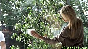 Blonde babe takes cumshot over her toes