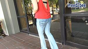 Hot girls peeing in their pants during omorashi wetting sessions.