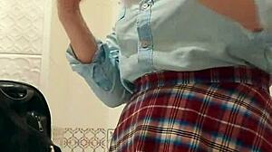 Gorgeous babe fingers herself in a public toilet. She climaxes hard on camera!  