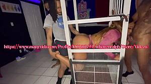 Steel cage pass around with big black cocks 😈