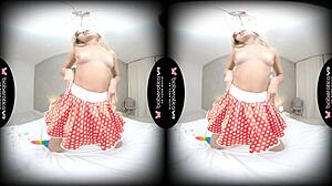 Blonde Fuck Doll Aimee Rox Masturbates Solo in VR