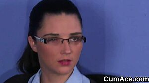 Frisky bombshell gets sperm load on her face swallowing all the spunk in a pov bukkake.