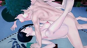 DEKU FUCKS MOMO AND TSUYU IN HOT THREESOME! MY HERO HENTAI CREAMPIE DOGGYSTYLE ACTION!