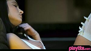 I'm a petite brunette teen pleasuring my pussy solo at home