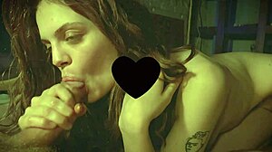 cute girl with bare feet performs deepthroat