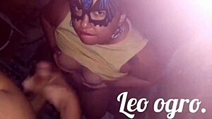 Chubby Portuguese BBW sucks big tits and ass