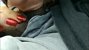 yo, check this crazy latina giving head in the car! 🔥