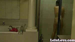 i spied on this brunette amateur in the shower washing her hair