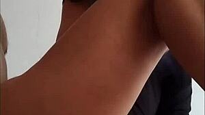 The beautiful Mexican latina stops my dick with her feet.