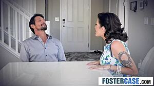 Huge tits milf and her husband invite curious teen for 3-way