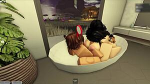 Suggestive bath time with wife
